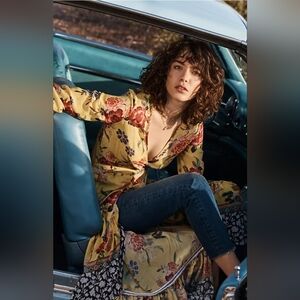 Anthropologie FARM Rio Sunlit Floral Long Sleeve Wrap Dress